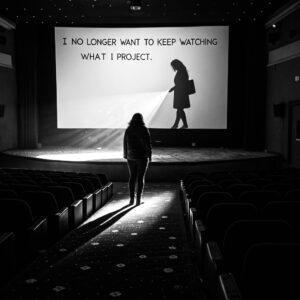 Szégyen – egy nő kilép a moziteremből, ahol saját árnyékát vetítik a vászonra