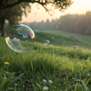 Ahogy az Úr reám nézett – egy finoman lebegő szappanbuborék a napsütéses rét felett, az életöröm és könnyedség hangulatával.